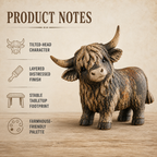 🐮 Rustic Highland Cow Figurine – 🌾Charming Farmhouse Tabletop Decor