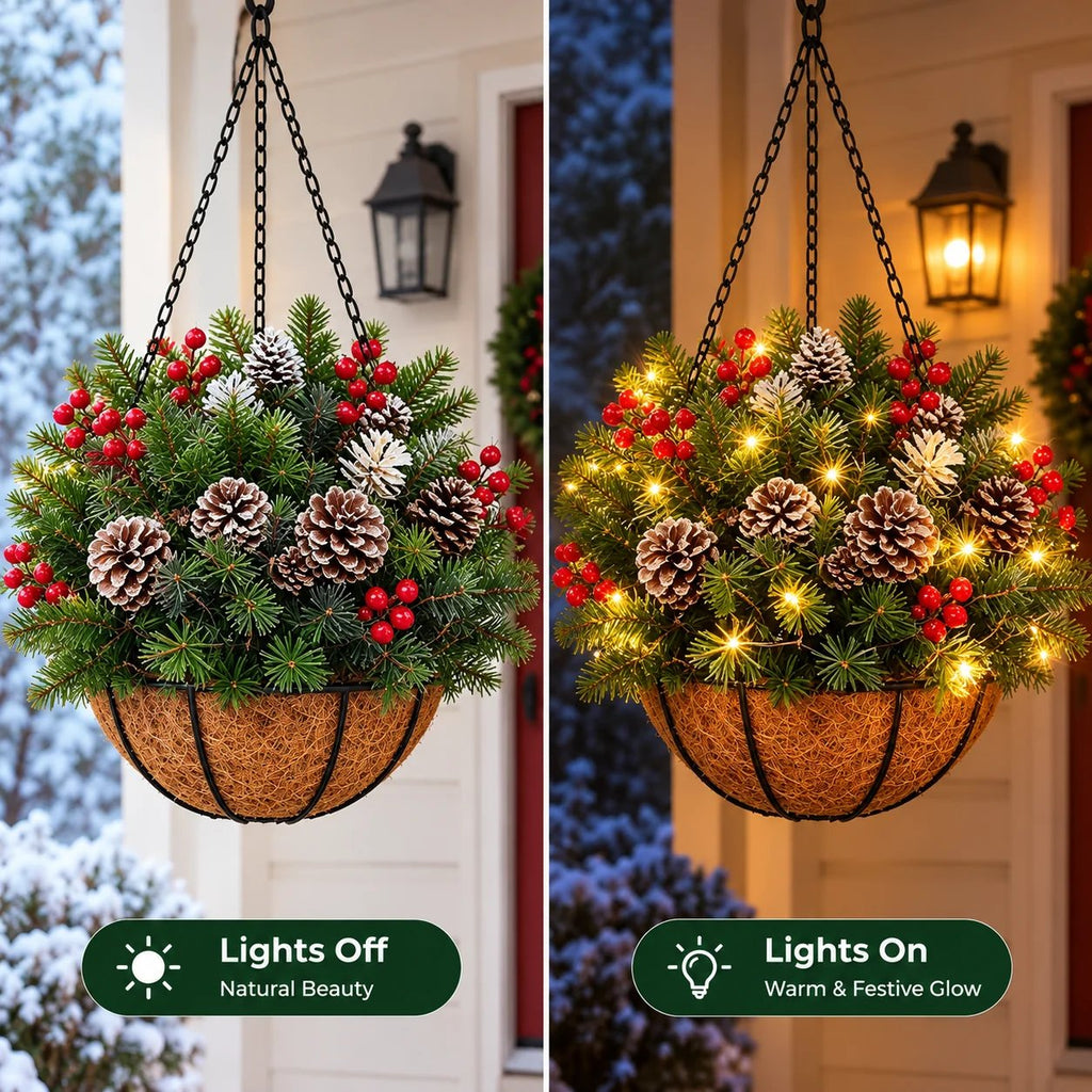 🎄 Last day: 50% OFF🏆Christmas basket with built-in lights |🎄 With built-in lights, weatherproof and maintenance-fre