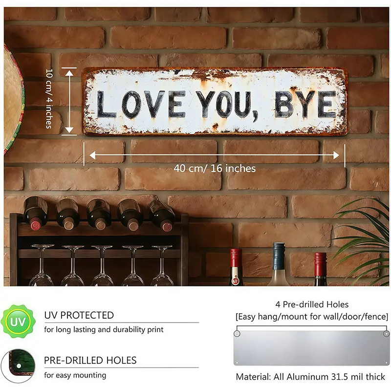 ❤️ LOVE YOU, BYE – Vintage Metal Wall Sign