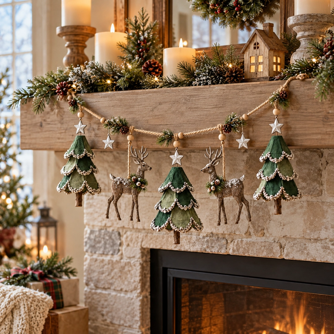 Lighted Woodland Christmas Garland