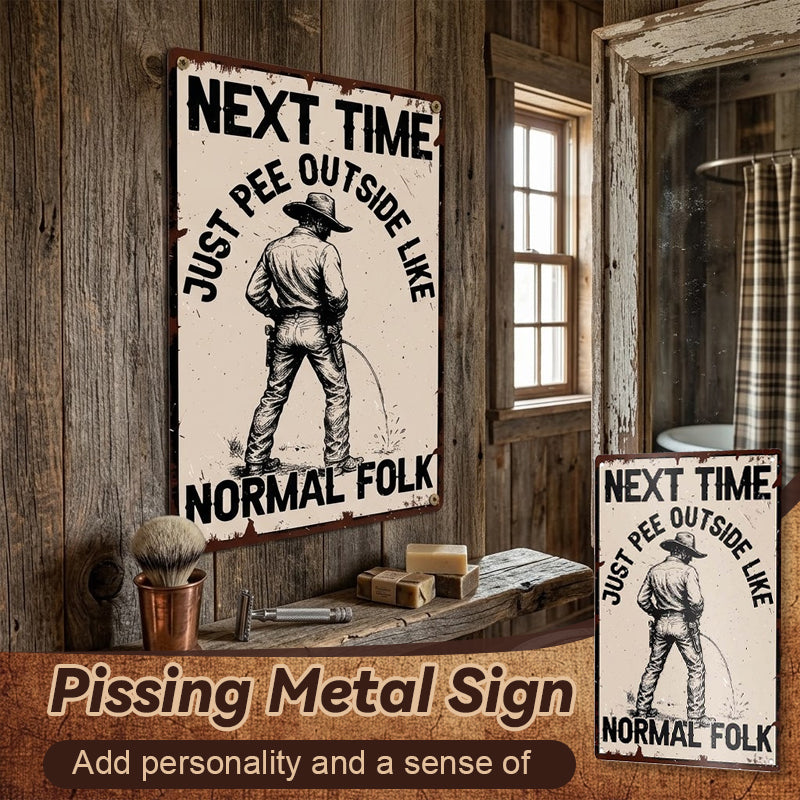 Hilarious Pissing Metal Sign 🤣😜
