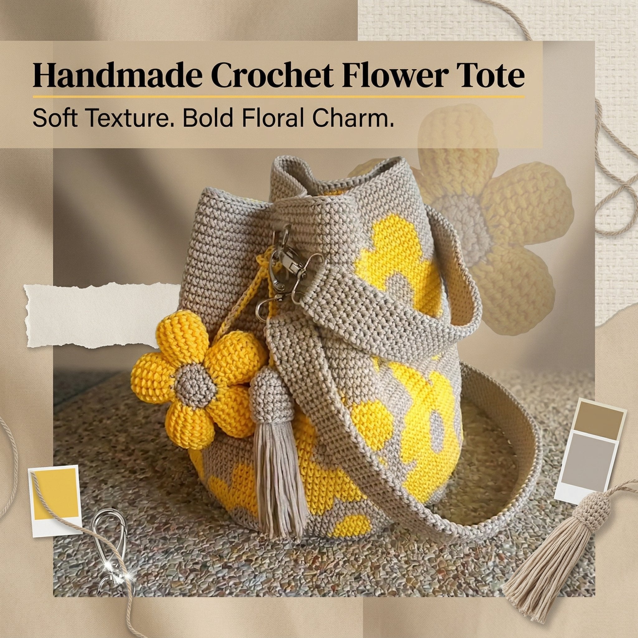 Handmade Crochet Flower Tote 🌼✨