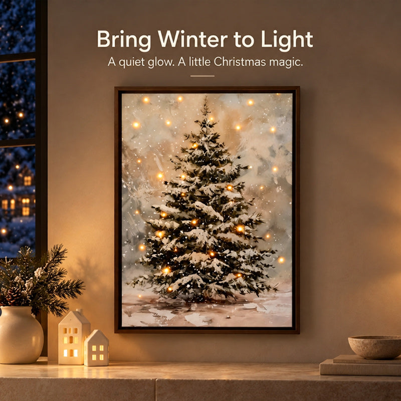 Snowy Christmas Tree Framed Wall Decor