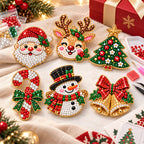 ✨🎄 DIY Christmas Diamond Painting Brooch Kit — 6 Festive Designs, Wearable Sparkle