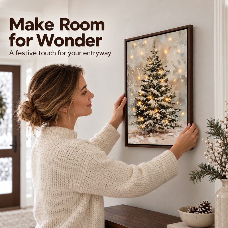 Snowy Christmas Tree Framed Wall Decor