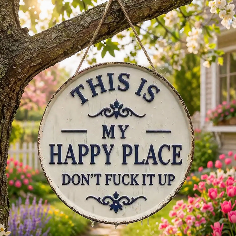 ✨Happy Place – Vintage Statement Metal Sign