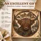 🐂Highland Cow Mountain Scene Metal Wall🏔️