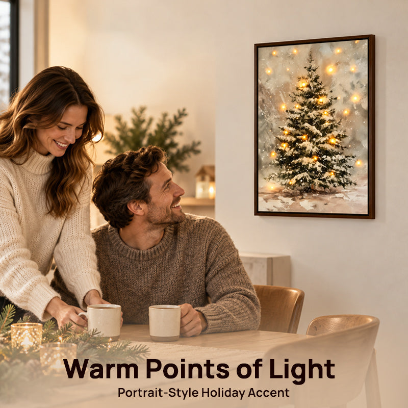 Snowy Christmas Tree Framed Wall Decor