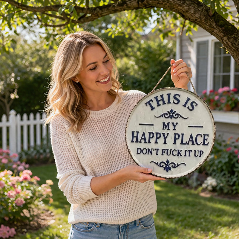 ✨Happy Place – Vintage Statement Metal Sign