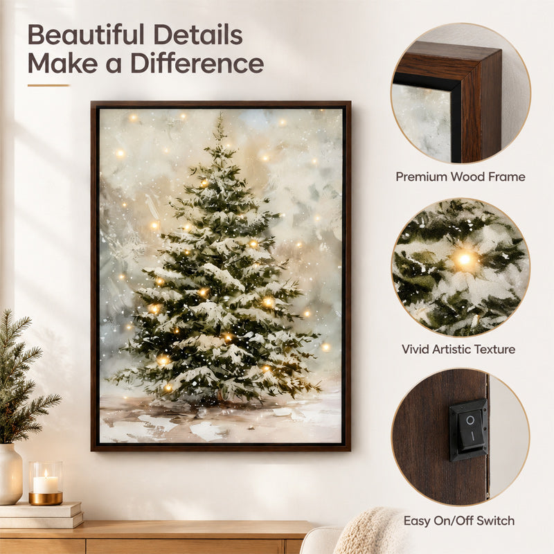 Snowy Christmas Tree Framed Wall Decor