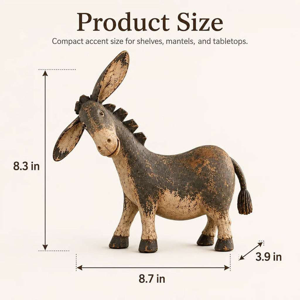 🐴 Rustic Donkey Figurine ✨ Distressed Vintage Resin Farmhouse Tabletop Decor