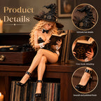 🔥LAST DAY 49% OFF🖤🐰 Little witch rabbit for your shelf | Gothic witch rabbit decoration🔮