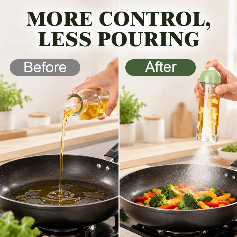 🍳💧 Cooking oil sprayer with a downward-facing je