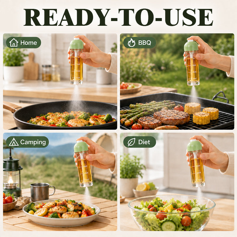 🍳💧 Cooking oil sprayer with a downward-facing je