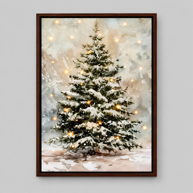 Snowy Christmas Tree Framed Wall Decor