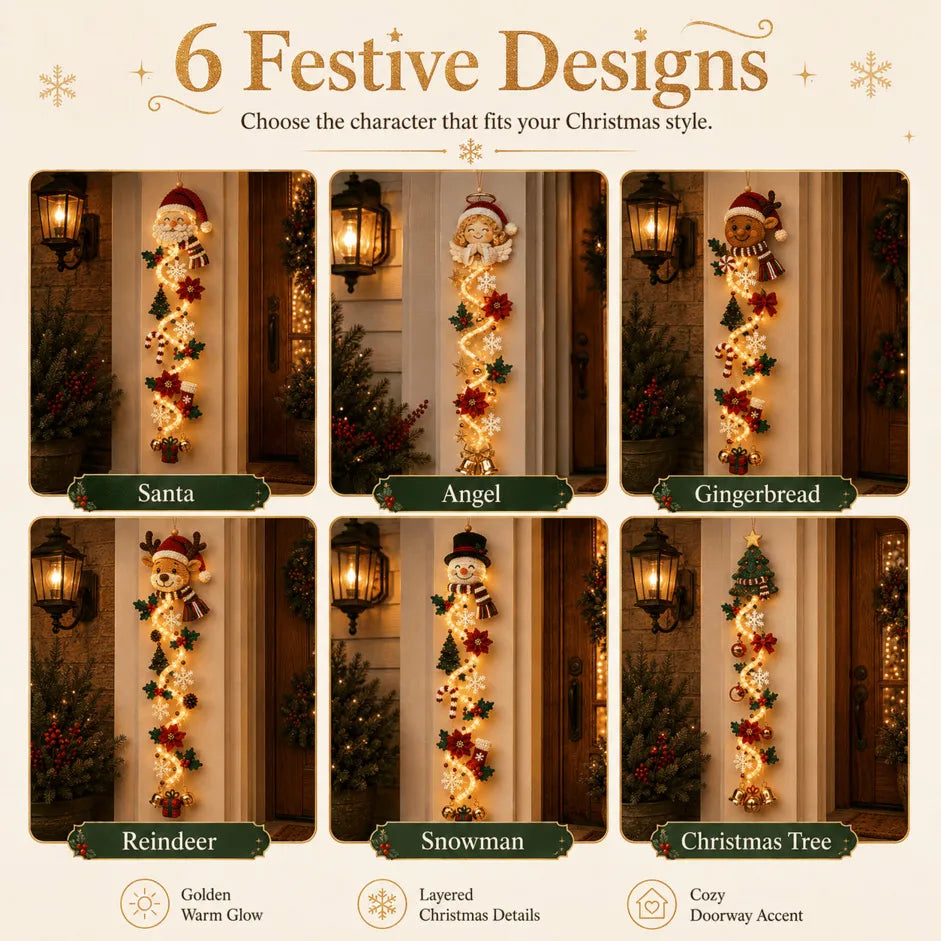 ⏳ Last day with 49% off – 🎄MerryCascade™: festive door hanging lights for Christmas | 6 festive designs with lights✨