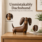 💡Whimsical Wood-Look Dachshund Sculpture