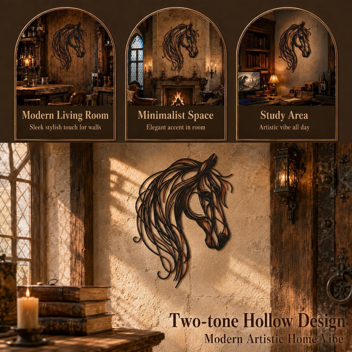 🐎Openwork metal wall art featuring a horse’s head