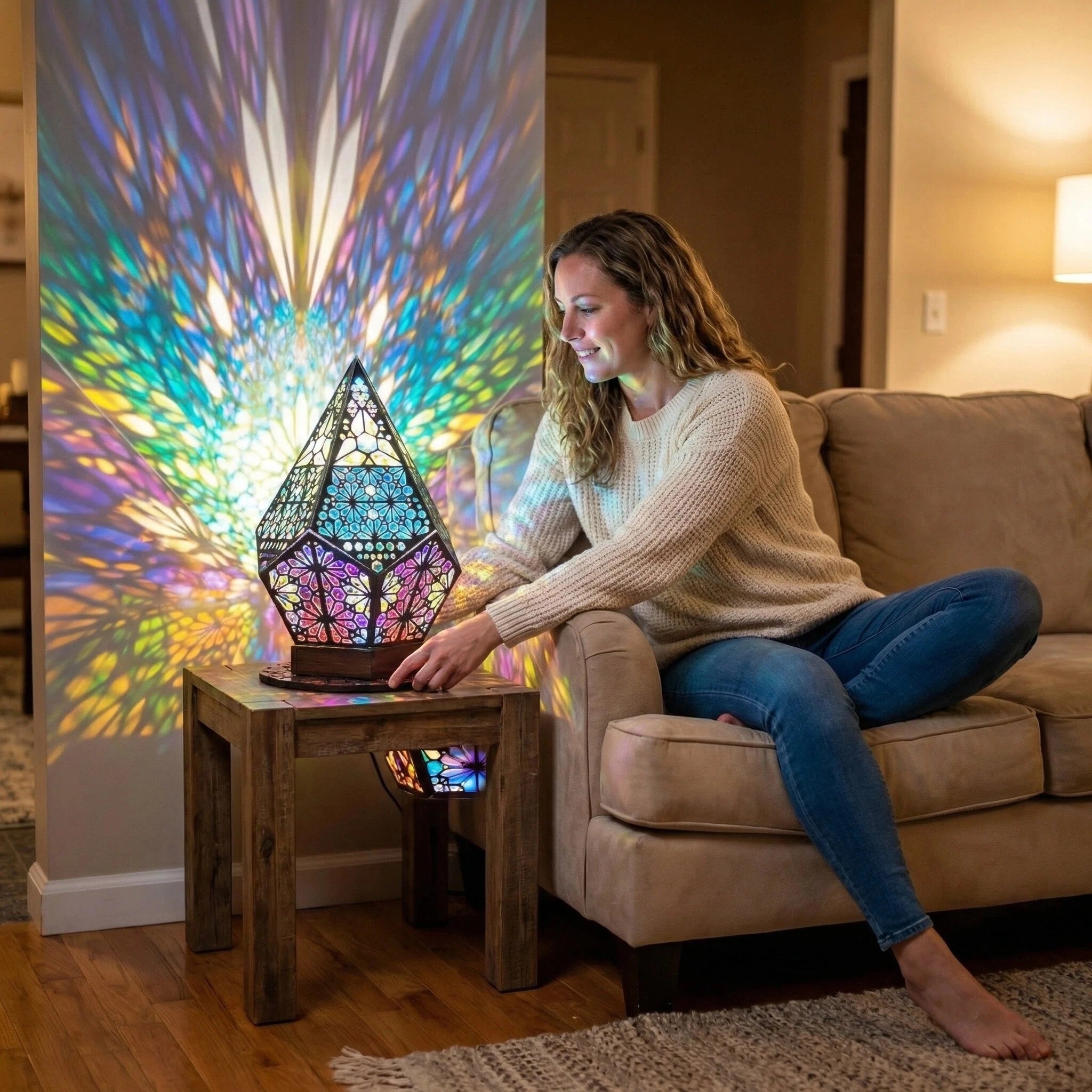 Forest Shadow Lamp - Mosaic Prism Projection Lamp