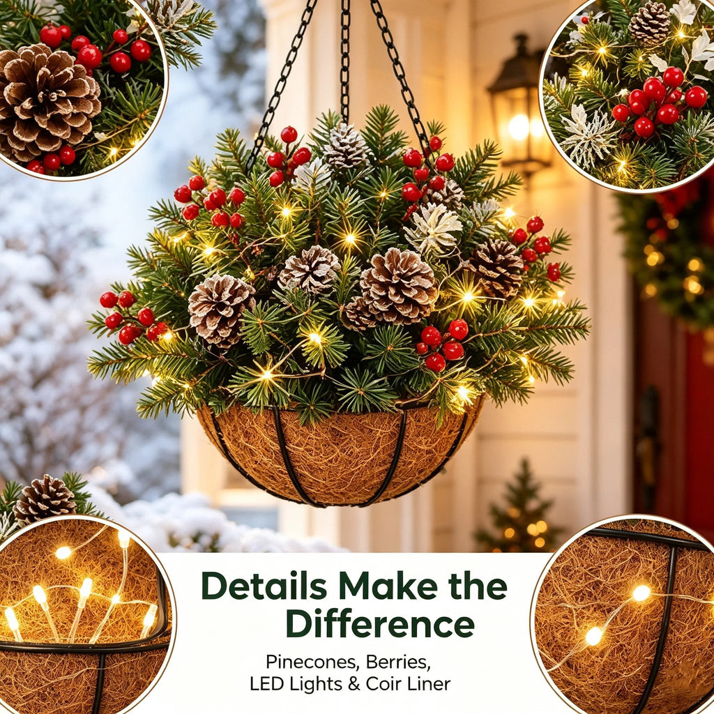 🎄 Last day: 50% OFF🏆Christmas basket with built-in lights |🎄 With built-in lights, weatherproof and maintenance-fre