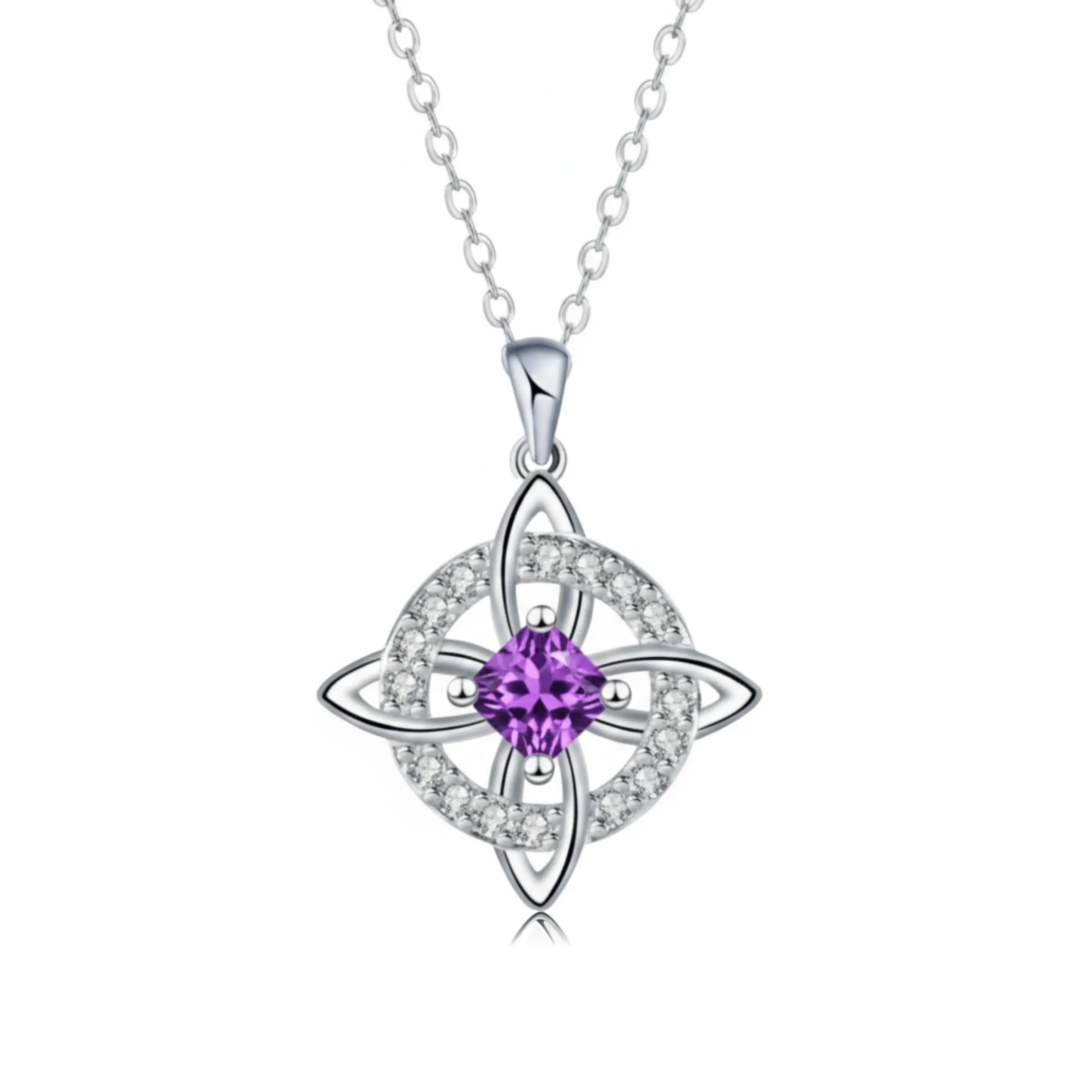 ✨ Mystical Birthstone Witches Knot Necklace – Natural Crystal 🔮💞Protect Your Loved Ones