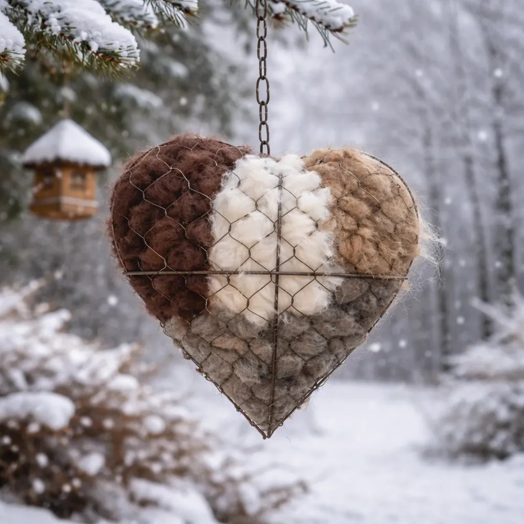 🕊️ Handmade birdhouse made of alpaca fiber in the shape of a hear