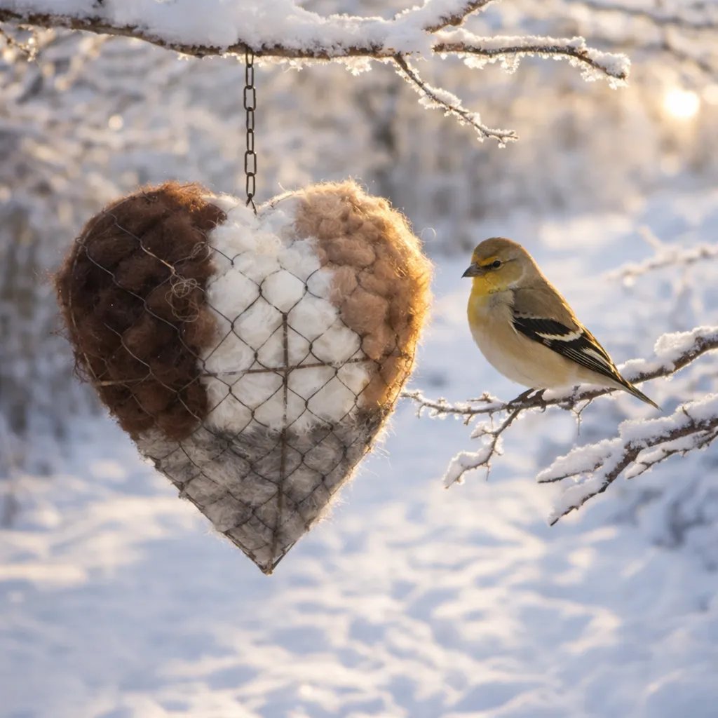 🕊️ Handmade birdhouse made of alpaca fiber in the shape of a hear