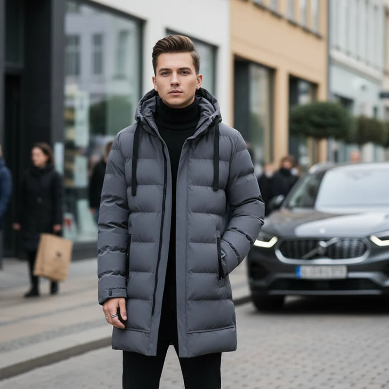 ⌛50% Off Everything! ⏰ Men's Quilted Jacket With Hood, Medium Length 🔥